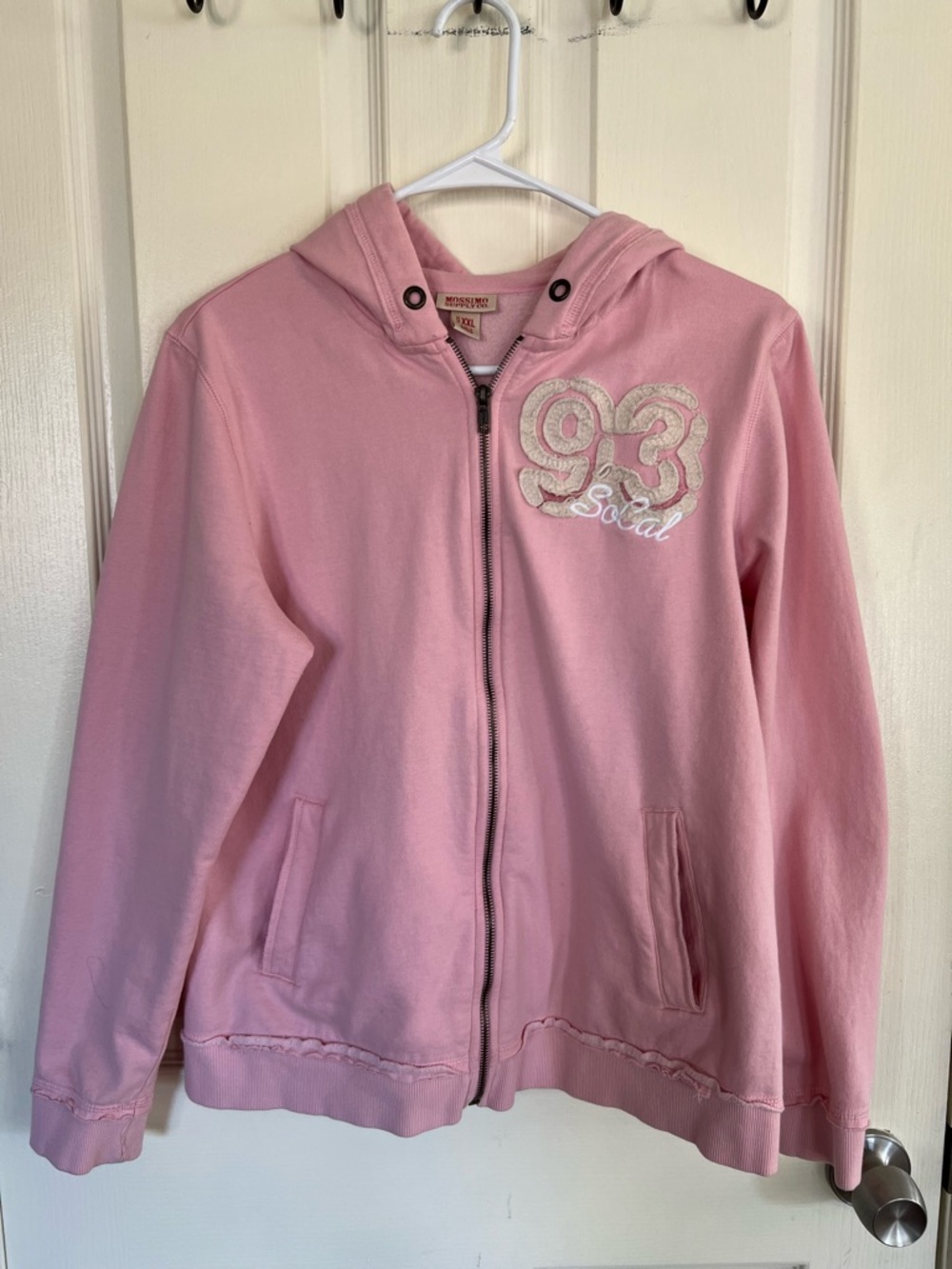 Mossimo Supply Co Pink Zip Hoodie XXL Y2K Logo Graphic Sweatshirt